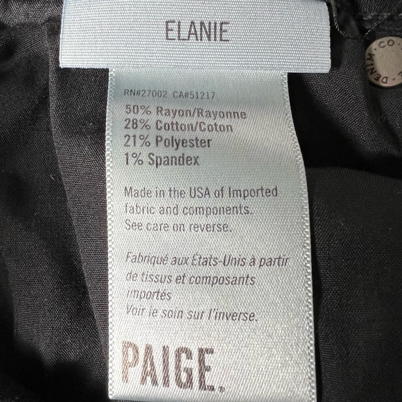 PAIGE Jeans Black Elaine High Rise Denim Raw Hem Jeans Size 25 - Picture 12 of 17